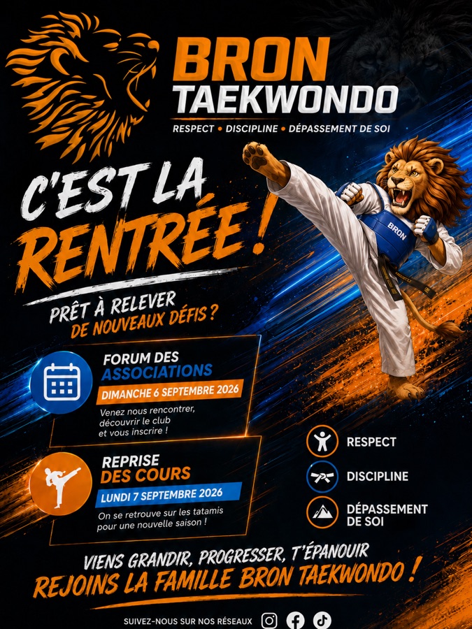 Affiche de rentrée Bron Taekwondo pour la saison 2026-2027